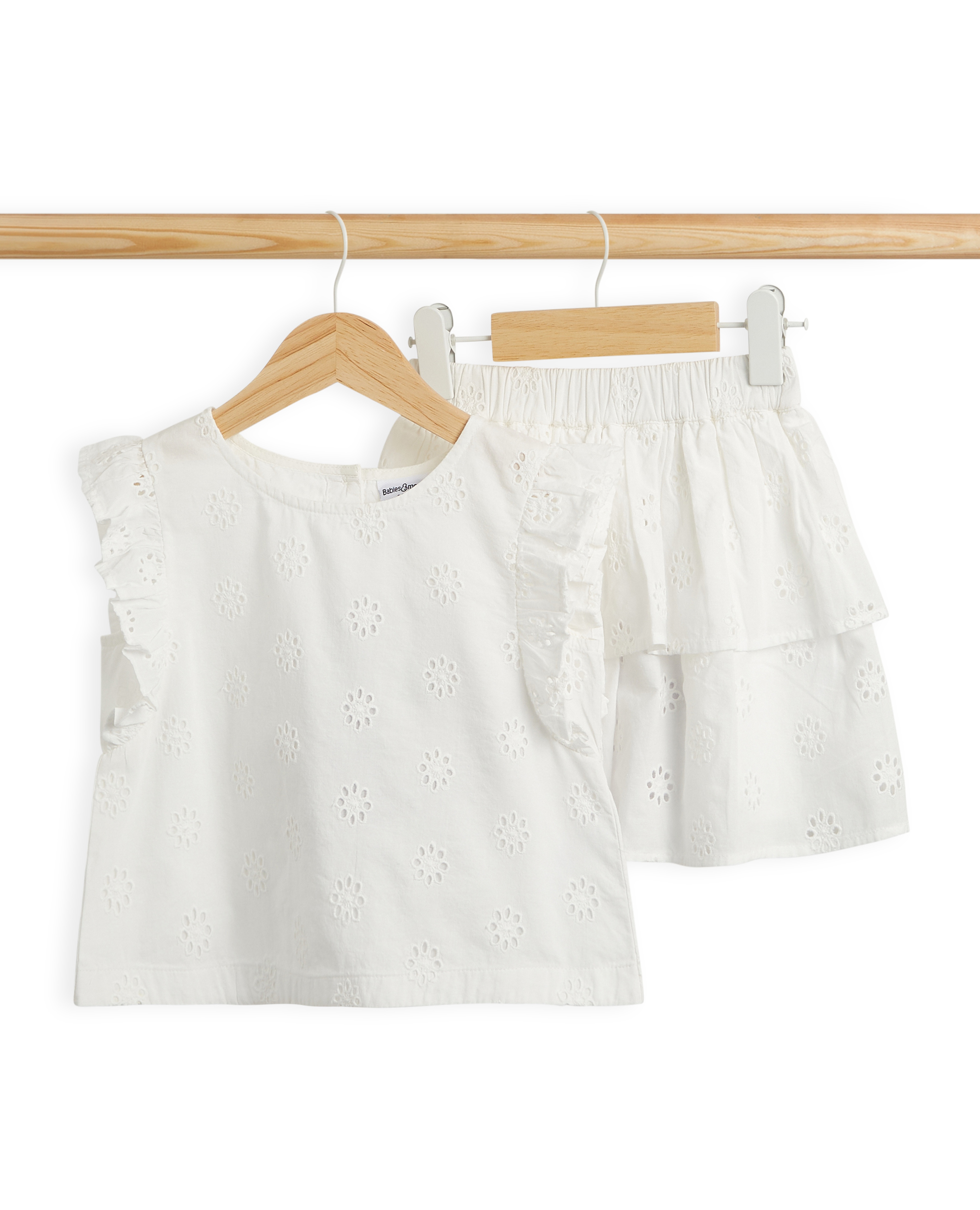 SLEEVE LESS SCHIFFLY TOP AND SKIRT SET
